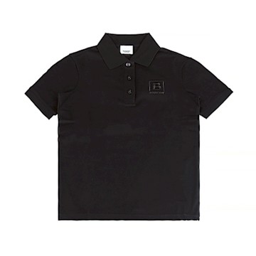 BURBERRY胸前刺繡B字方框LOGO設計棉質短袖POLO衫(男款/黑)