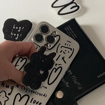 很多的愛  iPhone 黑色y2k全包手機殼