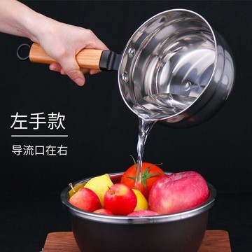 臺灣出貨不鏽鋼水勺廚房木柄水瓢長柄舀水勺子家用水杓加厚水漂大號水舀子