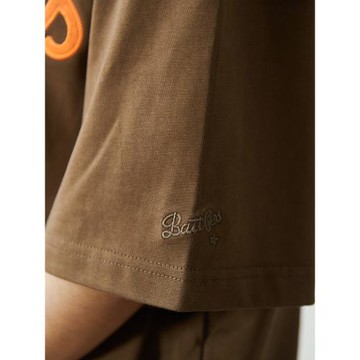 Battles 夏季貼布刺繡logo重磅純棉310g短袖T恤寬松休閑