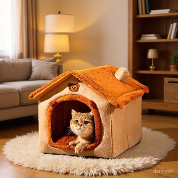 🏡安全小屋✨封閉式可拆洗貓屋 貓別墅睡覺窩 四季通用寵物房 隱私安全感 BFSG