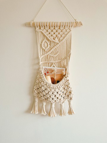 macrame 編織壁掛 牆上置物袋.牆飾