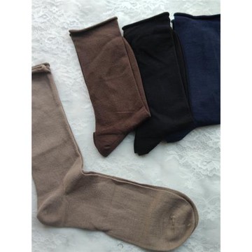 外貿出口男士薄款松口襪吸汗透氣無骨縫頭老人襪不勒腿咖啡色柔軟