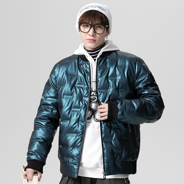 真 羽絨90%白鴨絨 羽絨外套鴨絨夾克-短版立領時尚亮面男外套3色73zh20【獨家進口】【米蘭精品】