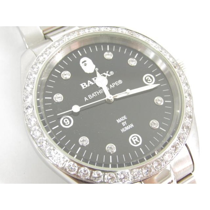 A BATHING APE(ア ベイシング エイプ) BAPEX ラインストーンサルマリーナ ビッグフェイス (銀) 自動巻き腕時計♪AC18646  | LINEブランドカタログ