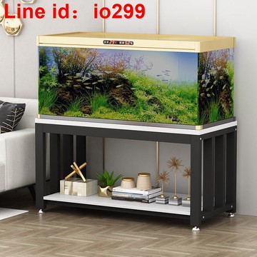 雙層多層鋼木底架水族箱鐵藝客廳魚缸架底座簡易小型底柜承重實木