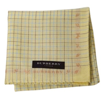 BURBERRY 小格紋品牌字母LOGO圖騰棉質帕領巾(酪梨色系/48CM)