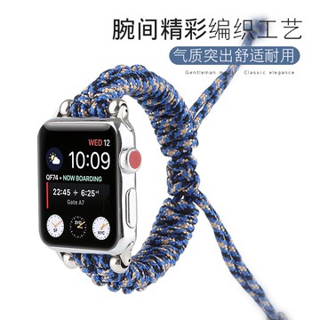 適用蘋果手表表帶手工編織iwatch6/5/4代3情侶腕帶Apple Watch裝飾運動表鏈42/44/38/40mm個性替換帶男女通用