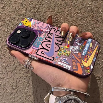 臺灣/✨iphone17手機殼  手機殼 /塗鴉勾標蘋果16手機殼iPhone15promax高級感彩銀13/12