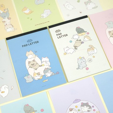 Pinkfoot 貓咪便條信紙2入組  象牙白+藍色  2本
