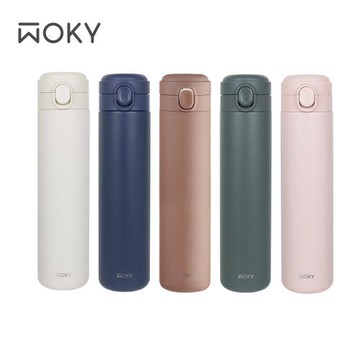 【WOKY 沃廚】輕量輕芯鈦瓷易潔層彈蓋保溫瓶600ml