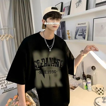 1號倉庫短袖T恤男 大碼上衣男士 夏季男生衣服 潮牌重磅純棉短袖圓領T恤男士夏季寬松大碼半袖打底衫青少年體恤