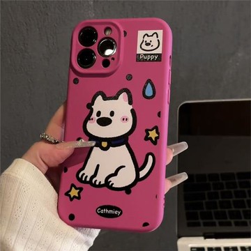 后勤高端&小眾涂鴉小貓液態新款個性適用于iphone16 pro max手機殼蘋果15/14/13/12硅膠防摔全包創意軟殼簡約