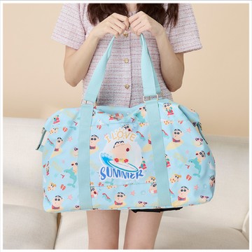 天藍小舖-蠟筆小新繽紛夏日尼龍側釦旅行袋-單1款-$790【A13130104】