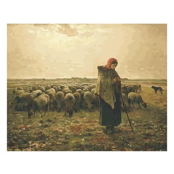 ArtLife 藝術生活 數字油畫DIY DT086  米勒 牧羊女與羊群  1個
