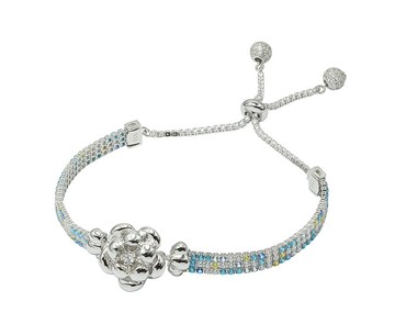 純銀八心八箭鋯石三併手鍊 - 藍天下的白梅(藍/白色)