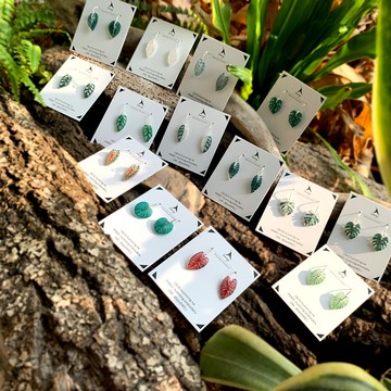 耳環 觀葉植物 迷你 樹脂 銀飾 耳勾 禮物 禮盒 情人節