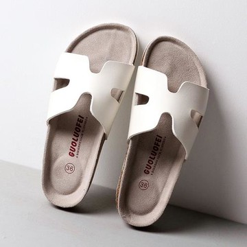 拖鞋女2025夏新款軟木拖鞋女夏簡約時尚潮流ins外穿平底沙灘鞋