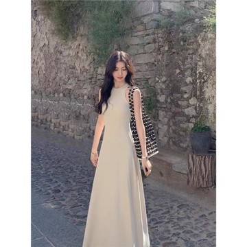 法式小眾針織背心裙女2026夏新款修身氣質無袖連衣裙A字收腰長裙