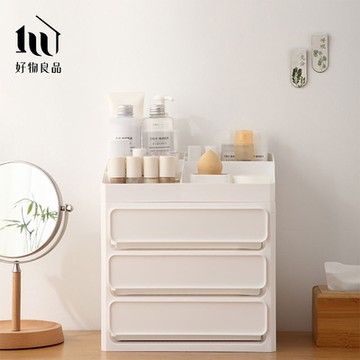 【好物良品】 三層_日本多功能桌面抽屜式收納盒(文具收納盒 化妝品口紅分類收納置物盒 梳妝台收納 整理盒)