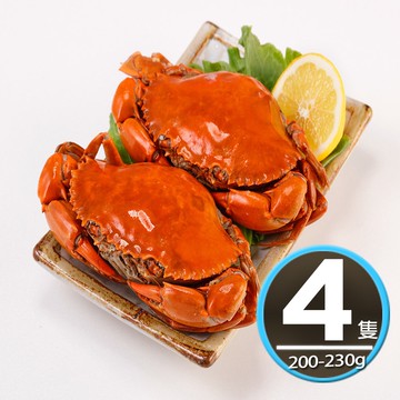 【華得水產】熟凍爆蛋紅蟳 4隻(200-230g/隻)
