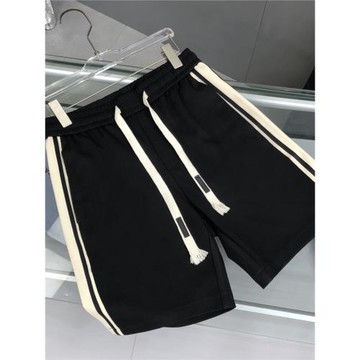 2025夏季高端拼接織帶條紋運動休閑短褲男寬松歐貨沙灘五分中褲潮