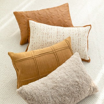 『百貨屋二號』北歐橘黃色腰枕冬季抱枕沙發客廳簡約米咖色腰靠墊車上辦公室腰枕