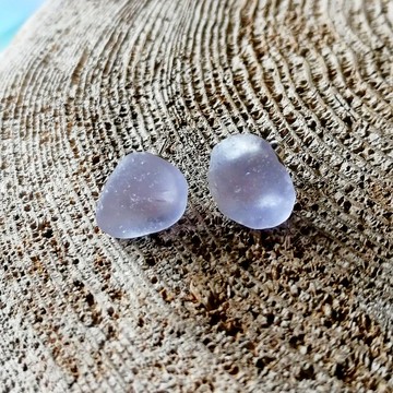 Sea Glass Stud Earrings 海玻璃海耳環 Sea Glass Earrings 廢飾品 Real Sea Glass Jewelry