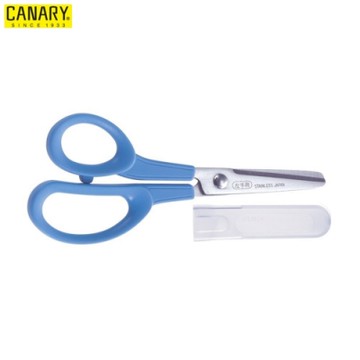 日長谷川刃物本CANARY圓型刀刃頭兒童剪刀左手專用剪刀左手剪刀C-150L左撇子剪刀(附蓋;全長150mm剪刀;二段刃設計)