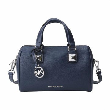 MICHAEL KORS-鵝卵石紋皮革兩用mini波士頓包(海軍藍)