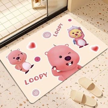 可愛地墊 吸水地墊🎀 小海貍loopy軟硅藻泥地墊衛浴門口防滑耐臟腳墊衛生間浴室速干墊