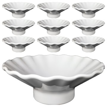 TATUNG 大同磁器 5.25英吋高腳菊花小菜碟 13.3 x 13.3 x 5cm  1組  白色