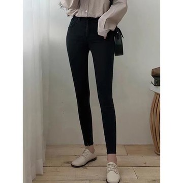 黑色牛仔褲女大碼胖mm加絨彈力顯瘦春秋2025新款高腰小腳鉛筆長褲