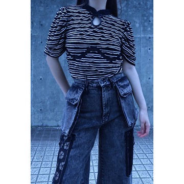 胸線拼接設計上衣1014BK meikeiin原創設計手作