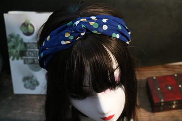 簡約藍色波點發帶艺文範發束