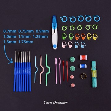 鉤針套組編織工具 毛線勾針組 鈎針組毛線工具收納盒鉤針工具 鉤針套裝