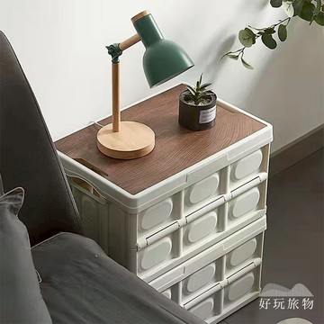 【好玩旅物】2入大款_戶外露營木桌板儲物折疊收納箱 居家車用摺疊整理箱 折疊桌 衣物箱 露營箱 裝備箱-黑色