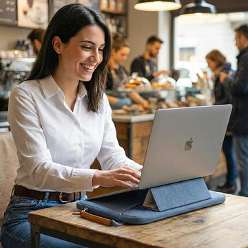 COZI- Stand Brief 14 - 4合1支架電腦包 筆電包 保護套 收納包 - 適用15吋M2~M4 MacBook Air或13吋~14吋纖薄筆電 迷霧灰