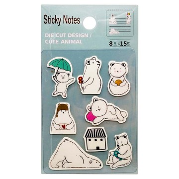 德德小品集 多款式 POP小白熊的生活標籤貼套裝 螢光透明PET材質 防潮不易撕破 可重複黏貼  不適用  120張  1組