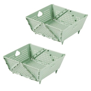 小麥購物 摺疊瀝水籃 G901 奶油綠 方便瀝水  1層  2個