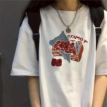 白色短袖t恤女夏季寬松ins潮日系原宿風古著vintage上衣