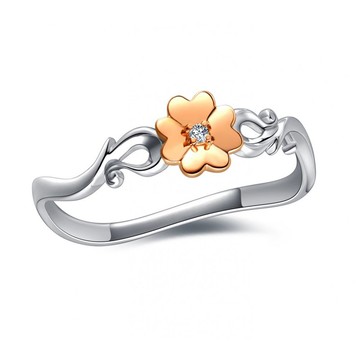 鑽石K金白鋼 女戒指 對戒 心花開