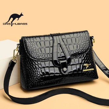 袋鼠真皮小包包女2024新款亮面中年媽媽包氣質百搭單肩斜挎包女夏