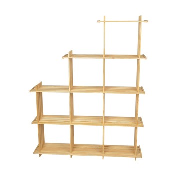 【LIFECODE】極簡風黃松木斜九格架/實木置物架/書架/花架