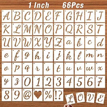 DZXCYZ Inch Letter Stencils Kits, 66 Pcs Calligraphy Alphabet Stencils and Number Stencils for Painting on Wood, Cursive Lettering Stencil Upper and