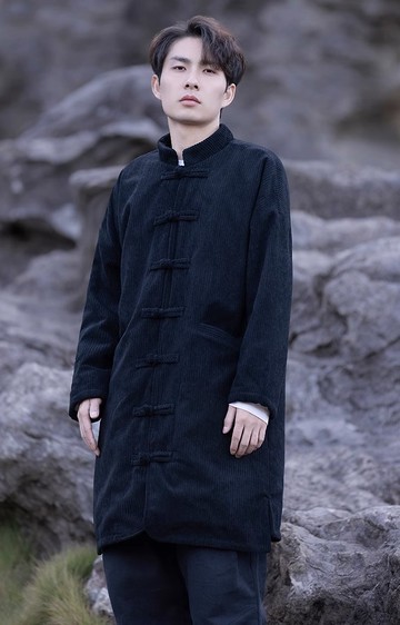 東方美學 中國風加絨盤扣風衣外套