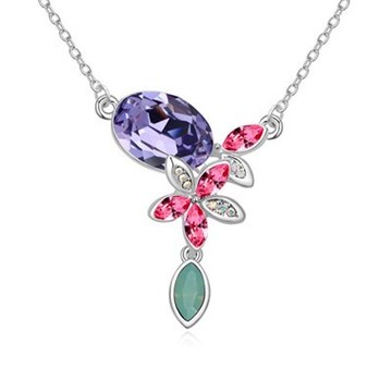 925純銀項鍊 水晶吊墜-時尚華麗優雅小花情人節生日禮物女飾品5色73ju424【獨家進口】【米蘭精品】