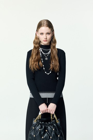 月光灰下擺針織上衣