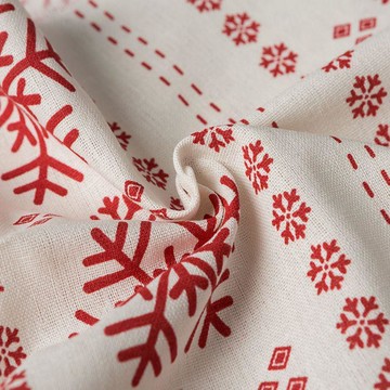 💥桃園倉出貨💥亞麻 布料 冬日 雪花 印花  棉麻 布料 歐美 手工 日韓 桌布 門簾 沙發布 麻面料