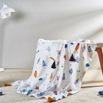 J’aime Bebe 嬰兒紗布透氣天絲床包 附收納袋  星空宇宙  130 x 70 x 15cm